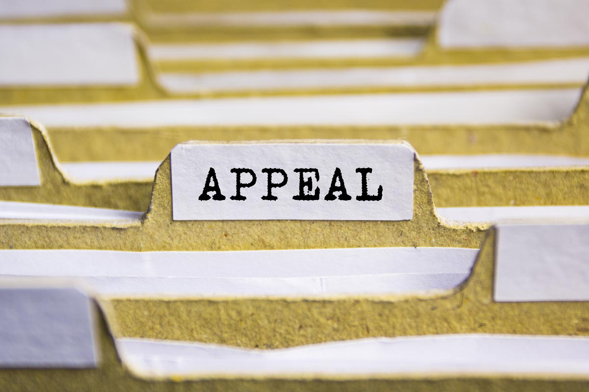 Appeal word on card index paper