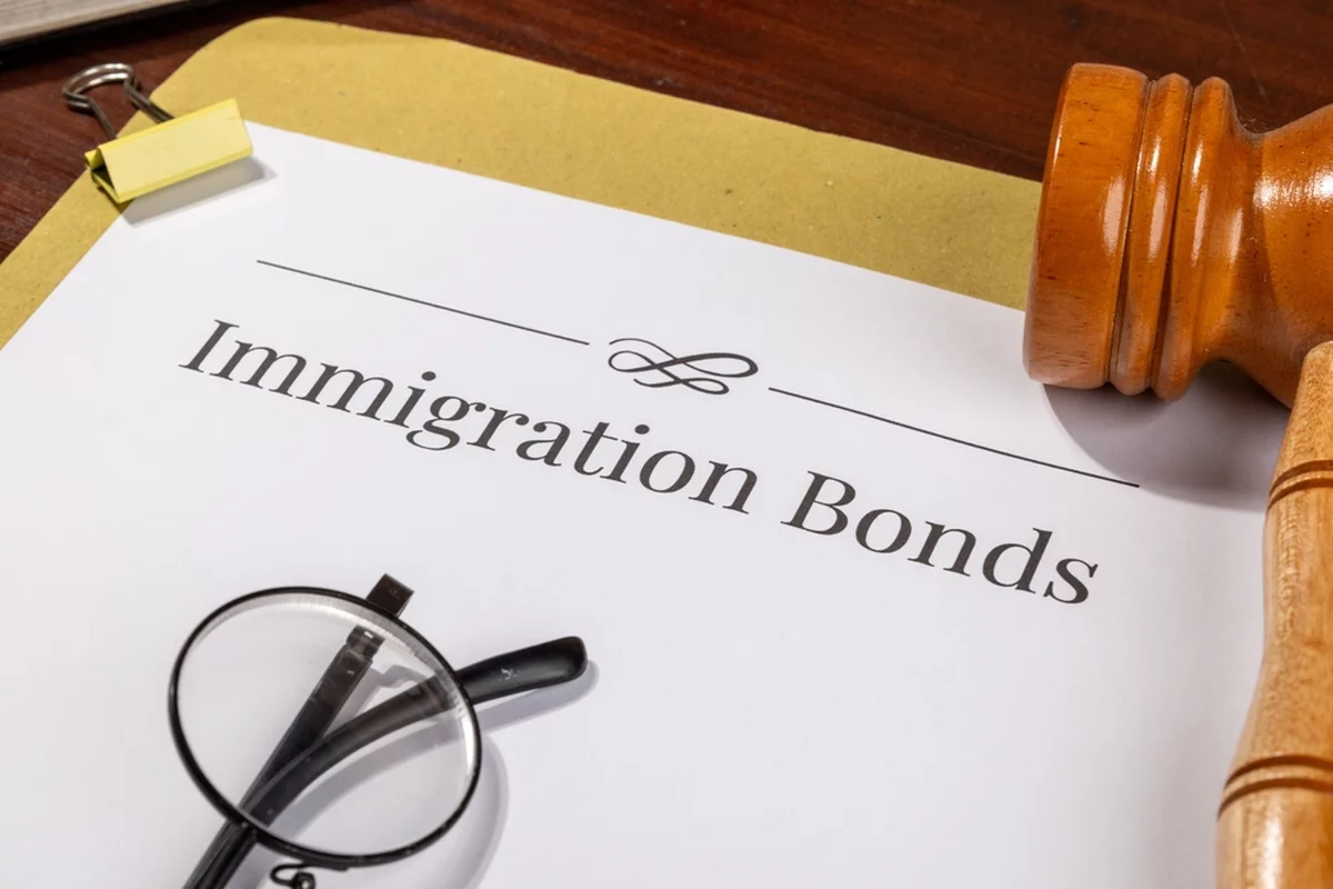 Immigration Bonds Document on Table with Gavel